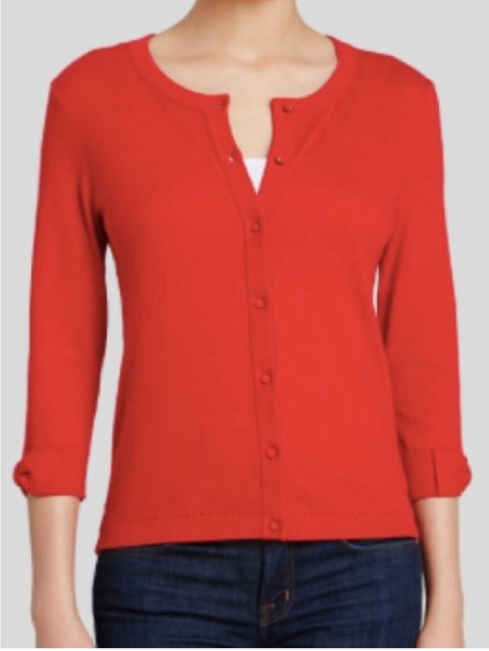 Kate Spade Somerset Bow Cuff Red Button-Front Cardigan Cashmere Blend Size M